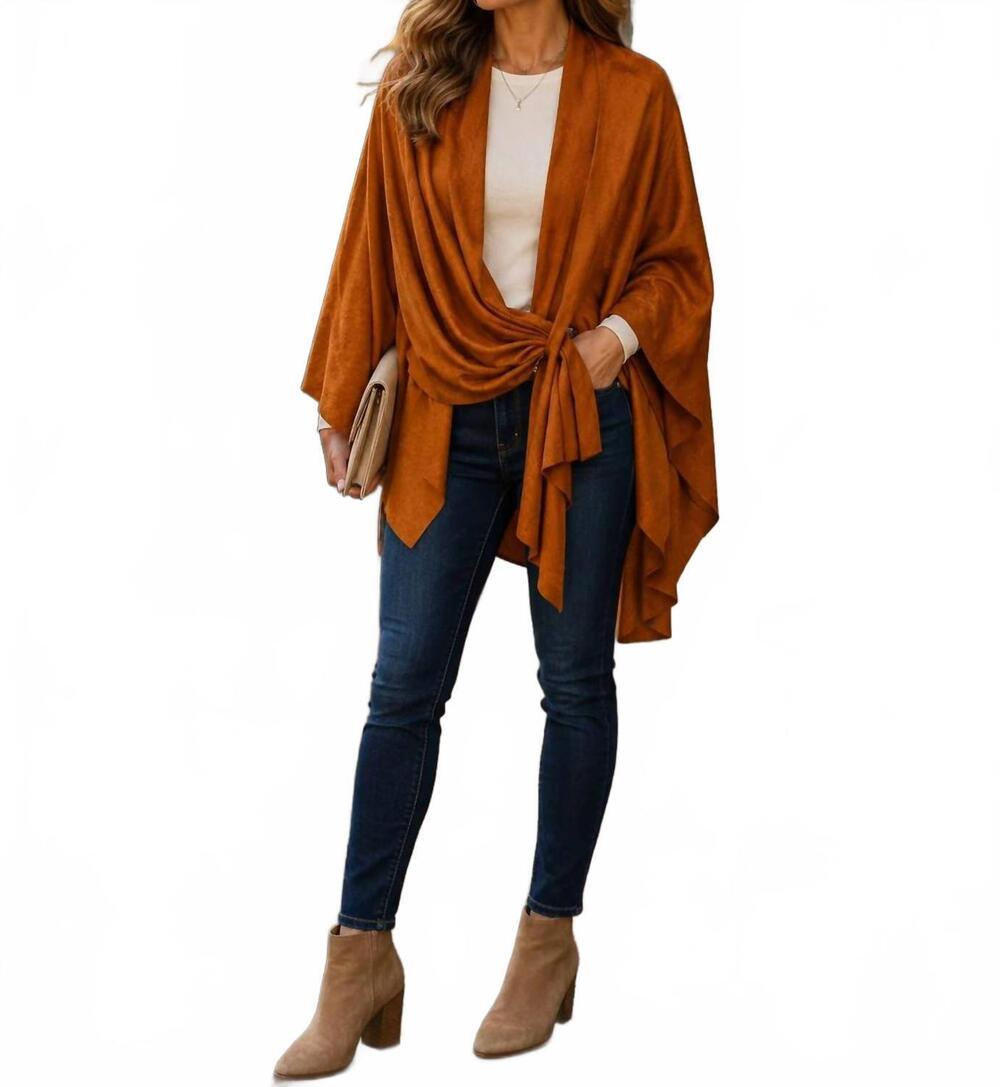 NEW RAVEL super soft draped twist front cape in rust
